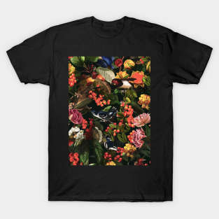 Floral and Birds XLVI - Night T-Shirt